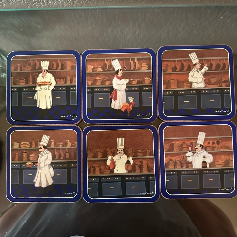 Williams-Sonoma Guy Buffett ‘Les Chefs’ Coaster Set (6)